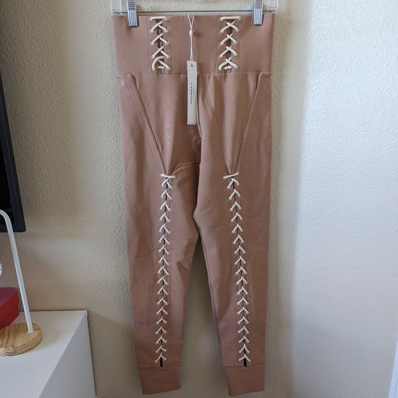 Carbon38 Pants - Carbon38 X Jonathan Simkhai Lace Up Corset Leggings Toasted Nut M Medium